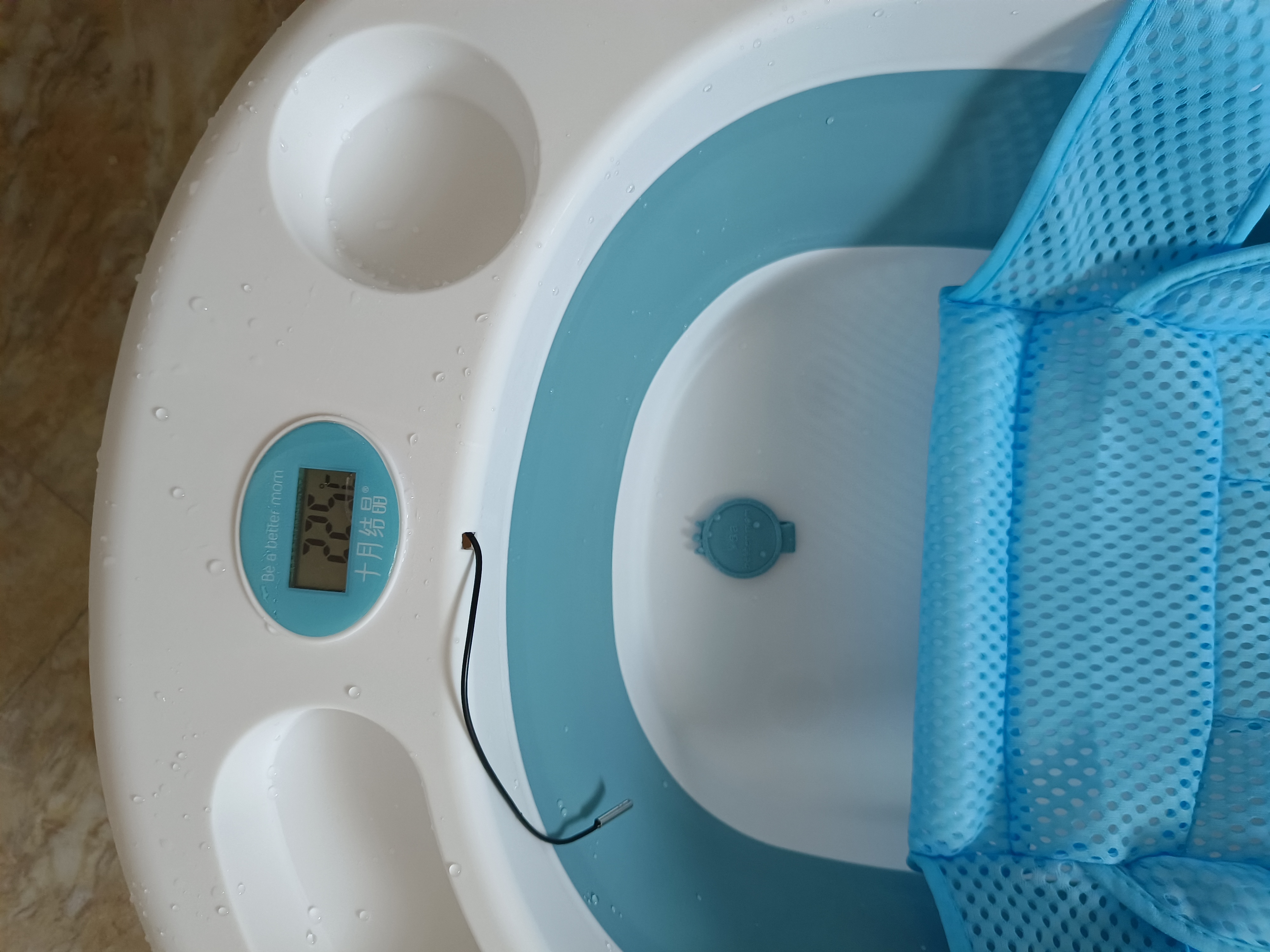 十月结晶新生婴儿洗澡盆可坐可躺家用大号儿童可折叠宝宝浴盆浴桶 【经典款】格洛里蓝浴盆+浴网 实拍图