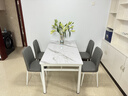 木如金镶轻奢餐桌椅组合现代简约小户型钢化玻璃子吃饭家用快餐饭店出租房 黑腿+白面+白玻配4把闪电椅 140cm *宽80cm*高75cm 实拍图