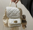 CHARLES&KEITH菱格大容量柔软多用背包书包双肩包包女包生日礼物CK2-60151400 Cream奶白色 S 实拍图