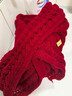 百搭韩版针织毛线红色围巾女2024圣诞冬季高级感新年礼物情侣围脖 针织围巾-酒红色-1个装-保暖 1 实拍图