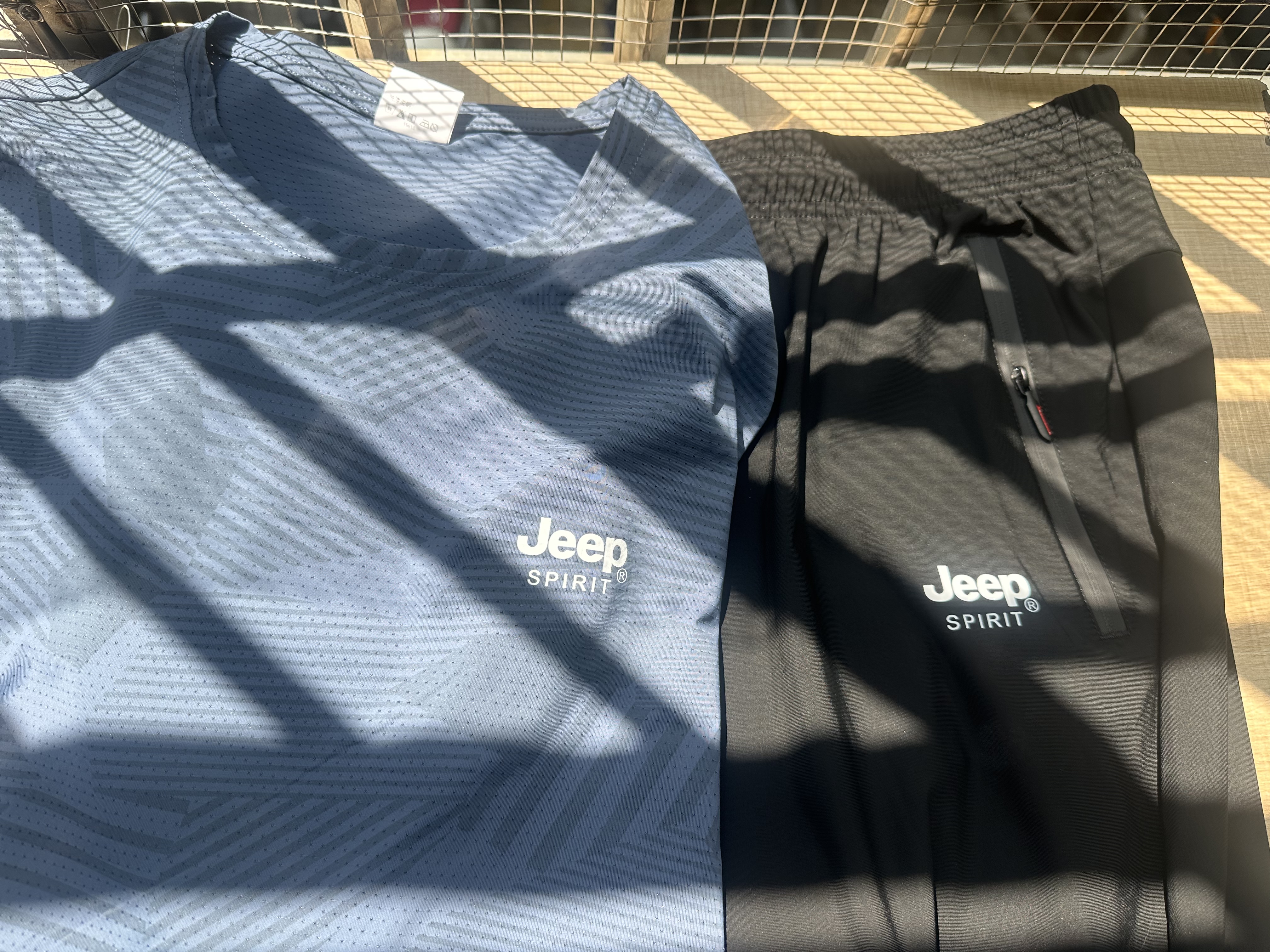 JEEP SPIRIT吉普夏季冰丝套装男短袖短裤两件套速干透气运动百搭 深蓝 3XL 实拍图