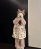 果壳（Gukoo）情侣睡衣冬款毛绒女家居服保暖连帽卡通睡袍男 米妮天堂粉睡袍 XS 实拍图