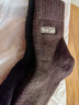 莫代尔70%羊毛袜男士中筒袜秋冬季长袜刺绣加绒加厚东北保暖厚袜子3双装 实拍图