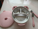 COOKSS儿童餐盘316不锈钢分格婴儿餐具辅食碗宝宝吸盘注水保温碗叉勺粉 实拍图