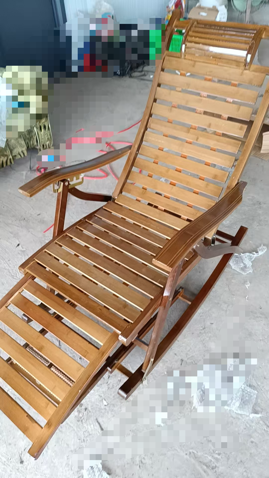 躺椅摇摇椅成人实木实竹折叠竹摇椅家用午休凉椅老人阳台休闲椅子 茶色加长摇摇椅 实拍图