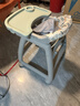 XUM肯德基婴儿餐椅同款宝宝多功能座椅儿童高度可调成长吃饭餐桌椅 青色+双餐盘+刹车轮+坐垫+置物兜 实拍图