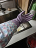 Titanfine添赞家务乳胶加绒加厚手套1副S码洗衣家用耐磨防水加长套袖款紫色 实拍图