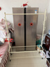 木樽多功能挂衣架落地卧室衣帽架客厅阳台单杆晾衣服移动收纳置物衣架 120cm奶油白 双层网篮+6钩+轮子 实拍图
