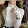 俞兆林针织打底衫女内搭半高领毛衣修身长袖中领可外穿上衣秋冬白色 实拍图