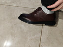 卡帝乐鳄鱼（CARTELO）商务男士皮鞋复古擦色格纹正装鞋男低帮软牛皮男鞋9434 棕色 40 实拍图