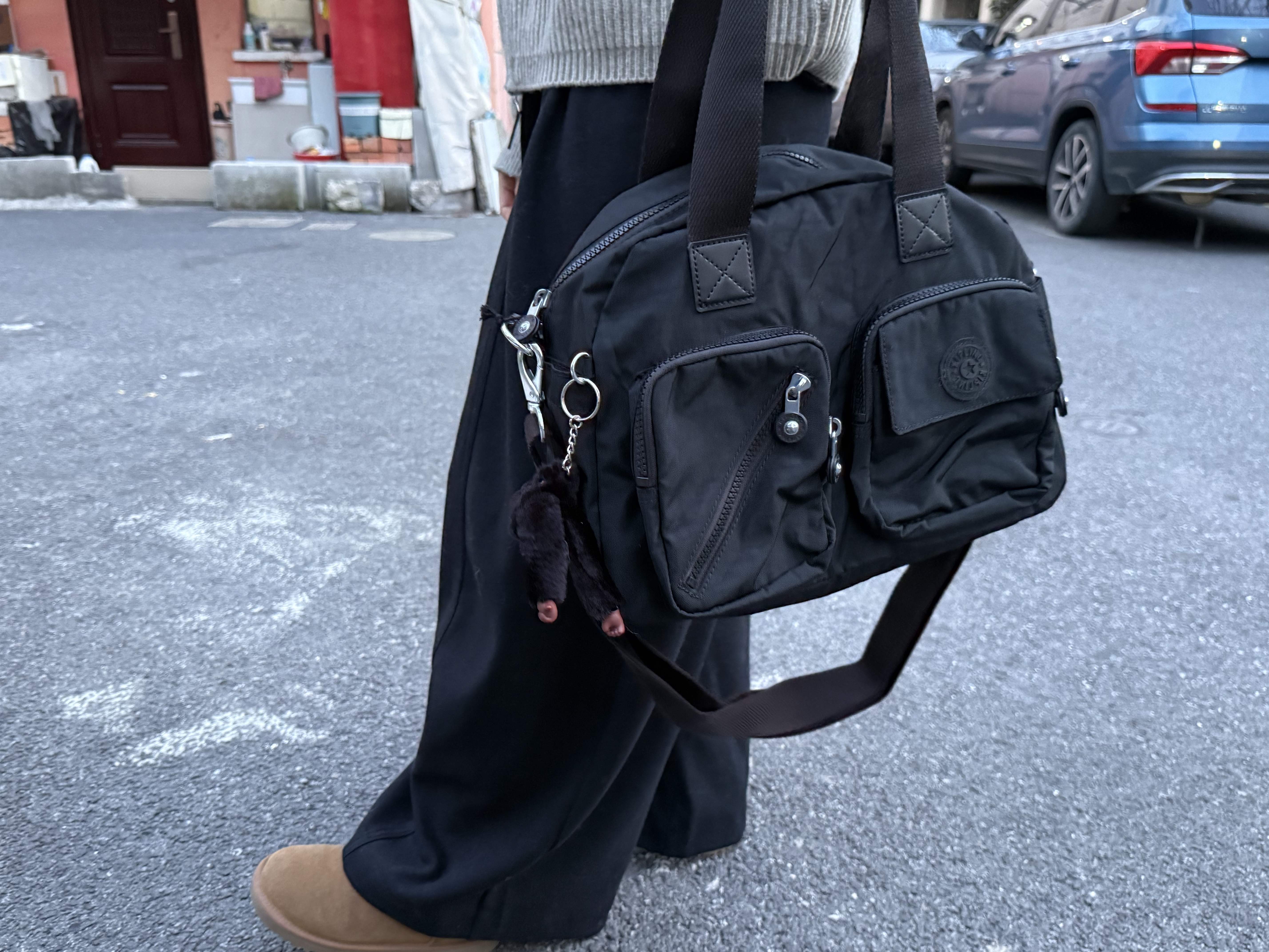 凯浦林kipling男女新款轻便出行通勤出游手提帆布单肩斜挎包 深黑色 实拍图
