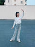 女童牛仔喇叭裤复古4-15儿童秋装弹力休闲长裤子修身显瘦中大童潮 牛仔裤 150cm 实拍图