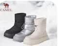 骆驼（CAMEL）雪地靴女简约厚底束带秋冬中筒保暖靴 L23W577074 银灰 36 实拍图