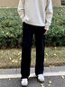 垂感冰丝裤子男士夏季薄款长裤潮牌大码宽松直筒阔腿裤休闲裤男款 叁友-K23黑色 厂家清仓甩卖特价款 L （建议105-120斤内） 实拍图