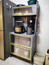 雅图诗洞洞板厨房置物架落地多层带门碗碟锅具储物柜微波炉餐边收纳柜 【氛围灯】全配件奶油白六层82cm 实拍图