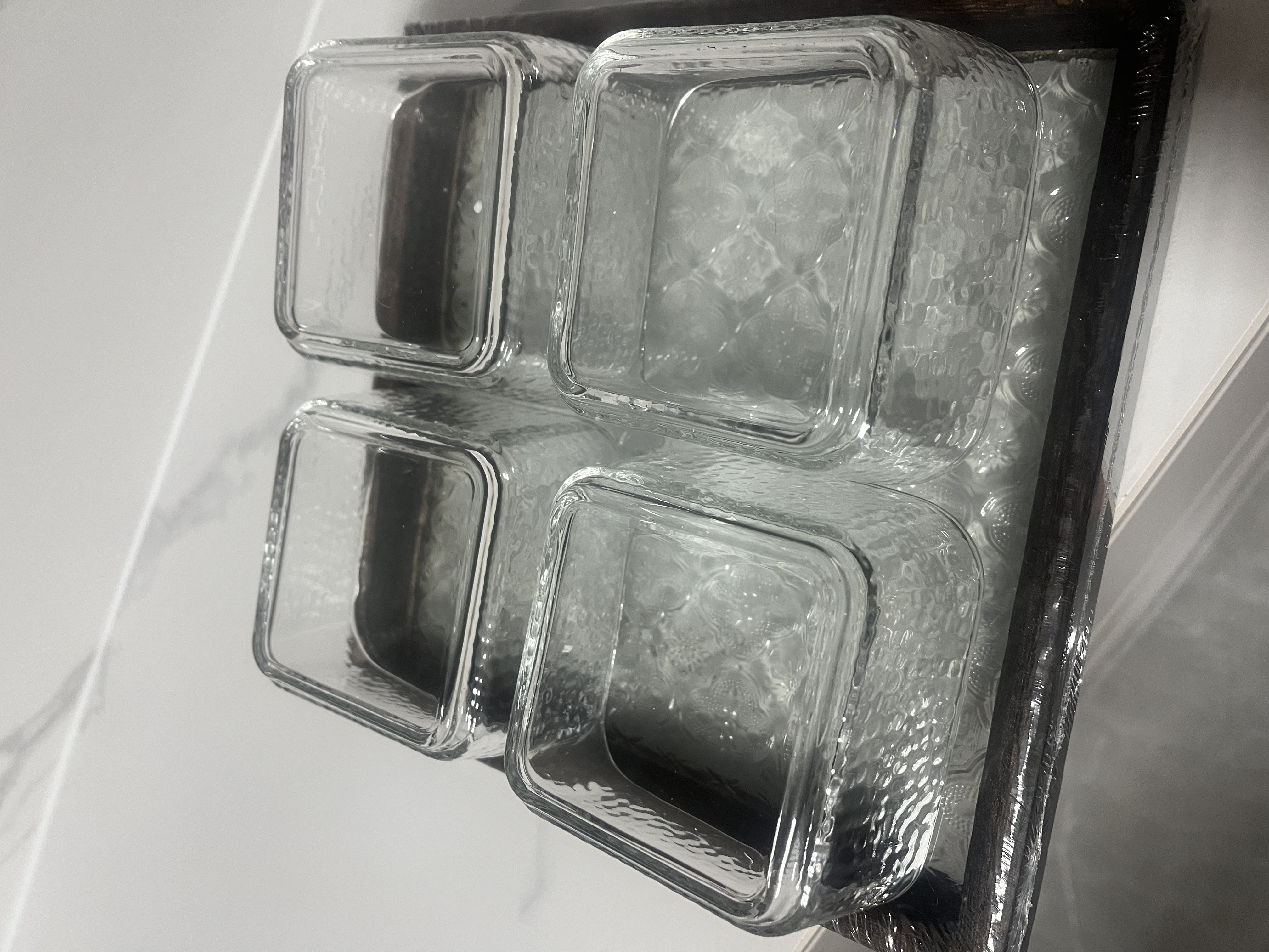 青苹果果盘家用客厅干果零食摆放盘小吃盘锤纹碗x4+四格桐木盘 实拍图