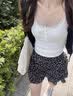妙奕嘉半身裙女碎花短裙新款百褶裙学院风a字裙小个子显瘦裙子蛋糕裙 碎花短裙【黑色】 L 【建议 105-115斤】 实拍图