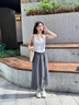 浪莎山本工装裙裤女夏季新款高腰A字半身裙裤慵懒休闲凉感冰丝阔腿裤 理性薄暮灰【清冷高级】 L 【推荐120-140斤】 实拍图