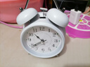 闹钟学生专用复古机械打铃大音量家用时钟可充电起床神器男孩女孩儿童自律时间管理闹铃小钟表 白色4寸【充电款】 干电池 实拍图