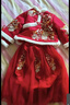 女童汉服连衣裙冬款拜年服中国风新款古装过年冬季儿童新年服唐装 2057酒红色套装 140 身高120-130建议43-50 实拍图