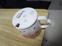 贝瑟斯马克杯 陶瓷杯喝水杯子咖啡杯樱花浮雕泡茶杯带盖办公家用水杯子 实拍图
