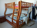临稚胡桃木 儿童上下床实木高低床双层床上下铺床两层木床子母床 爬梯款 上铺宽1.6米下铺宽1.8米 实拍图