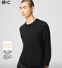 优衣库HEATTECH EXTRA WARM混纺圆领T恤/9分袖男装9%羊绒481441 487483/09黑色 L 实拍图