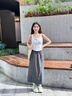 浪莎山本工装裙裤女夏季新款高腰A字半身裙裤慵懒休闲凉感冰丝阔腿裤 理性薄暮灰【清冷高级】 L 【推荐120-140斤】 实拍图