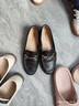 百丽羊皮英伦风乐福皮鞋平底豆豆女单鞋JD021AA6 黑色 38 实拍图