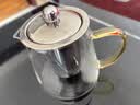 公道杯玻璃泡茶杯茶水分离公杯茶漏一体套装耐高温茶海过滤茶具 500ml黄色把手+长茶漏+盖 实拍图