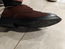 卡帝乐鳄鱼（CARTELO）商务男士皮鞋复古擦色格纹正装鞋男低帮软牛皮男鞋9434 棕色 40 实拍图