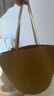 MUJI 纸编 托特包 挎包 女包 包包 轻便 手提包编织包通勤 浅棕色 加大 底部直径25*高31cm 实拍图