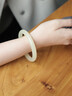 龍隐 青白玉手镯女士款晴水料A货正品和田玉髓玛瑙羊脂白镯子圆条 青白玉圆镯  圈口  58-59【适合100-110斤】 实拍图