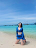 心楠4件套比基尼泳衣女2026新款海边度假保守高级感分体泳装泡温泉 蓝色【建议80-120斤】 实拍图