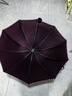 天堂 加大雨伞三折 晴雨两用商务伞经典格纹10骨大雨伞男女 暗紫红 实拍图
