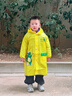 牧萌儿童雨衣带书包位男童女童女孩加长全身学生雨披 黄色恐龙 2XL 实拍图