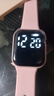 其他品牌高颜值LED手表时尚方形学生科技感超强夜光数字个性运动 粉红色 实拍图