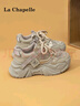 拉夏贝尔女鞋厚底增高老爹鞋百搭网面休闲运动鞋子女-A1006 灰卡色 36 实拍图