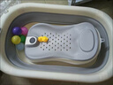 婴儿洗澡盆儿童浴盆大号宝宝可折叠可坐可躺洗澡神器新生儿童用品 【触屏感温】火山灰+浴架 实拍图
