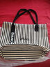 鹏境2025新款帆布手提单肩包包女时尚条纹情人节购物袋休闲通勤托特包 飘带条纹【经典黑】 实拍图