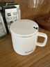 传旗陶瓷马克杯带勺盖咖啡杯牛奶杯早餐杯办公杯男女茶杯描金白400ml 实拍图