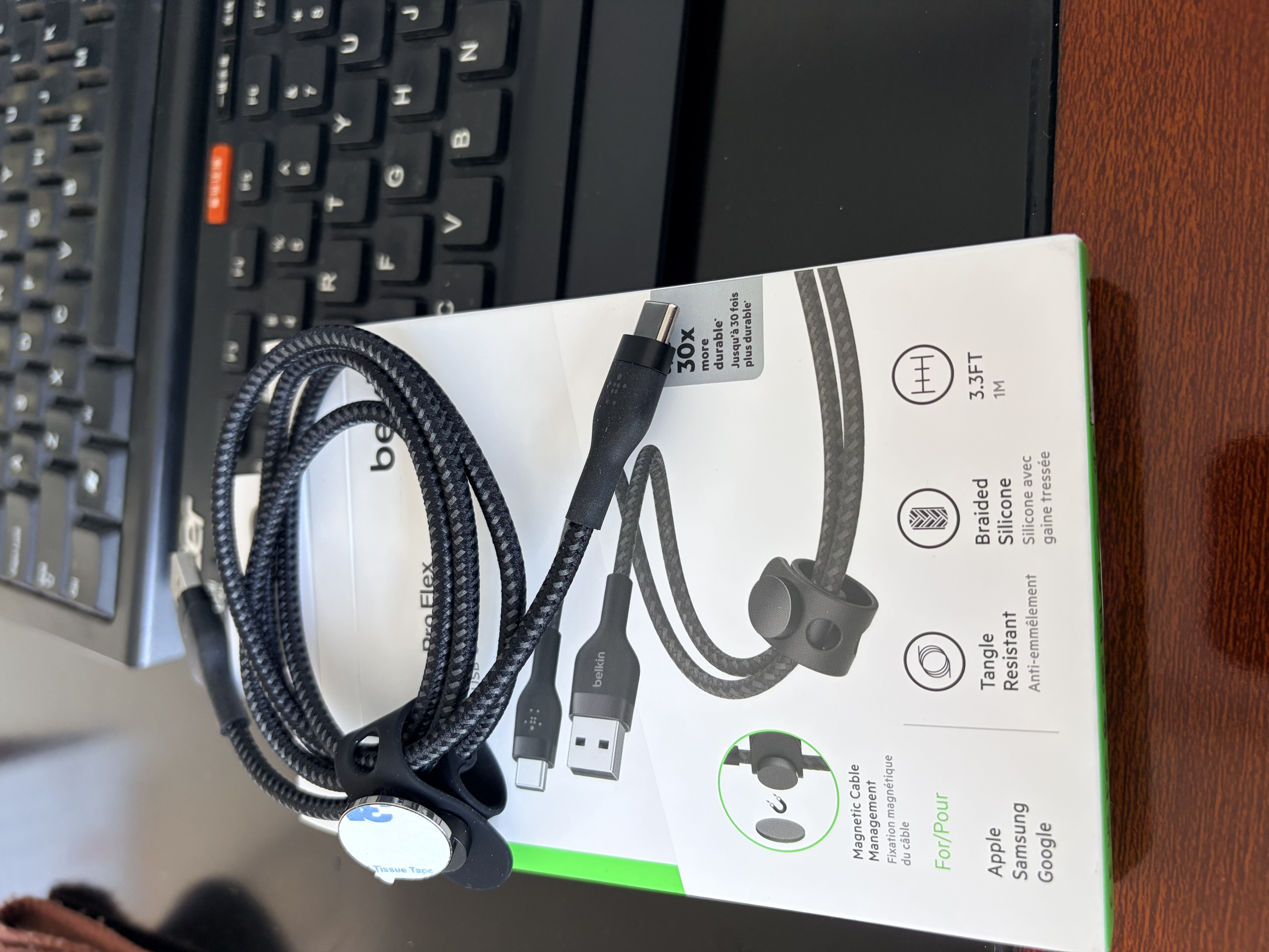 贝尔金（BELKIN） USB-IF认证Type-C轻柔编织快充线适用于苹果iPhone 15 Pro Max车载CarPlay充电数据线 USB-A转Type-c 1米黑色 实拍图