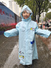 牧萌儿童雨衣带书包位男童女童加长全身学生雨披 蓝色赛车拉链款 3XL 实拍图