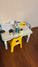育才儿童桌椅花生桌可升降涂鸦幼儿园学习画画桌宝宝积木玩具游戏桌椅 小蓝鲸长方桌80X60CM 配一椅 实拍图