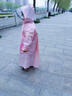 牧萌儿童雨衣带书包位男童女童女孩全身防水学生雨披 粉色兔子 2XL 实拍图