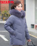 鸭鸭（YAYA）妈妈装羽绒服女中长款冬季新款中老年加厚保暖狐狸毛领羽绒外套CF 紫色DYYR6B0020 L 实拍图