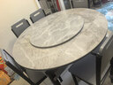 初屋 餐桌 岩板餐桌椅组合现代简约伸缩折叠圆桌家用小户型实木饭桌子 黑灰色-意大利灰岩板-实木椅 1.35m  一桌六椅 实拍图