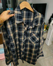 三彩2025秋季新款格纹衬衫宽松中长款衬衣开衫翻领休闲复古M 藏青色格纹 L 165/88A 实拍图