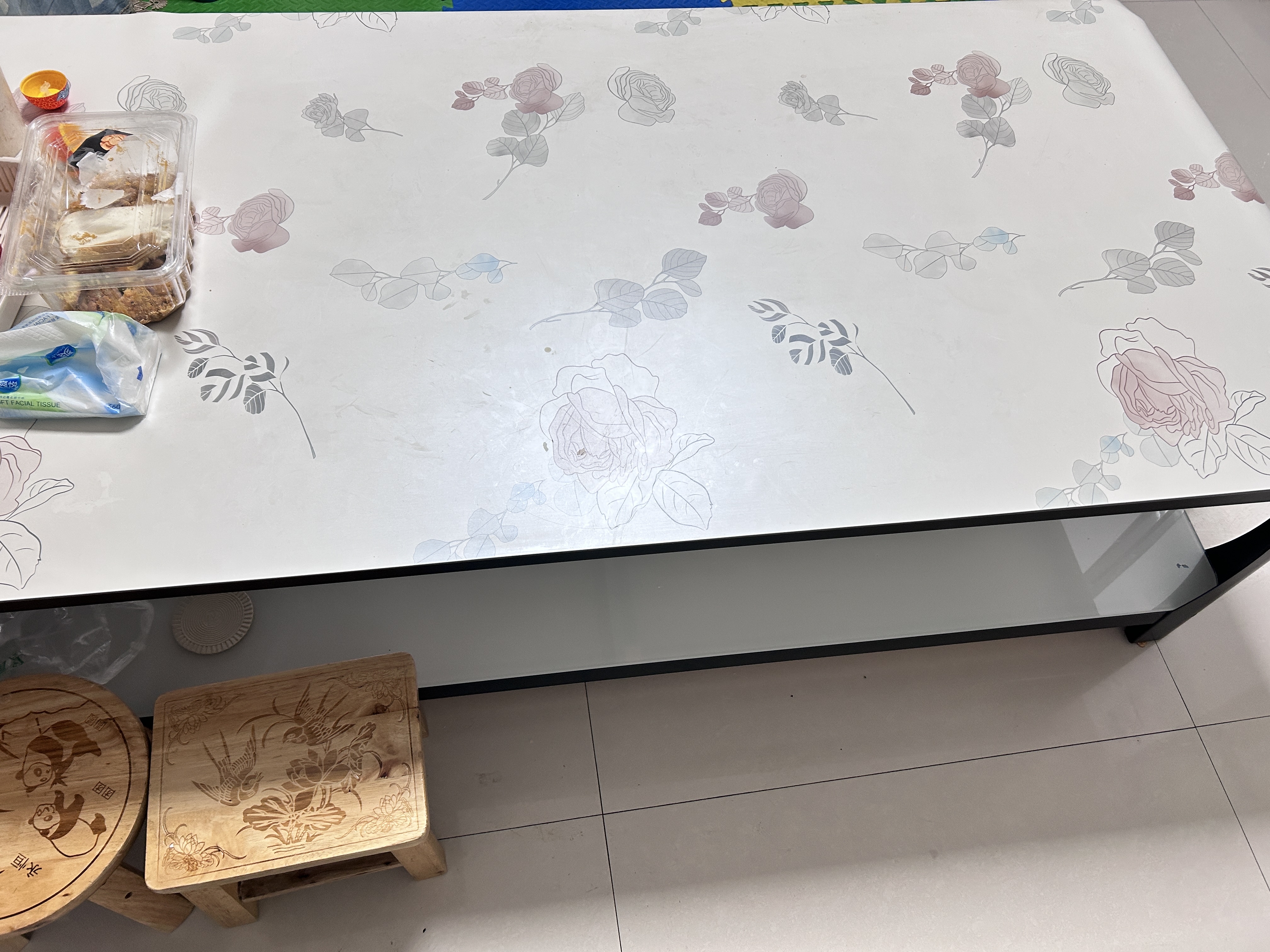 汐墨阁新款家用茶几客厅小户型简约仿大理石钢化玻璃长方形茶台茶几桌 长160*宽80*高45cm【黑架+白色大理石纹钢化玻璃】桌面 组装 实拍图