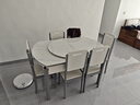 初屋 餐桌 岩板餐桌椅组合现代简约伸缩折叠圆桌家用小户型实木饭桌子 宝马灰色-雪山白岩板-实木椅 1.35m  一桌六椅 实拍图